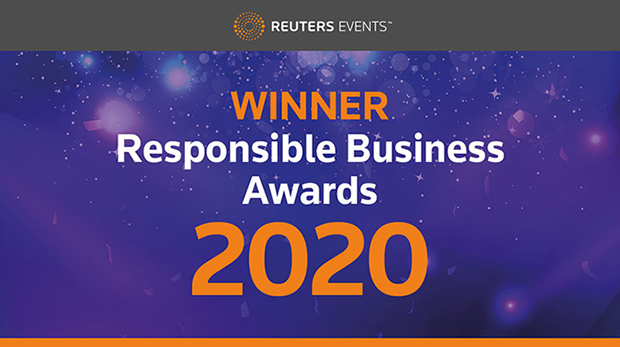 Banner image with the words winner responsible business awards 2021