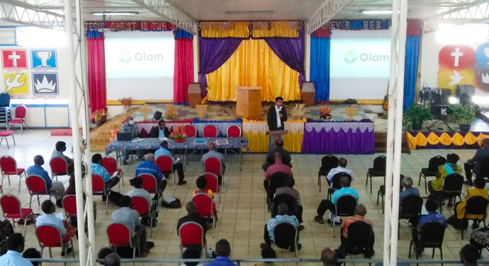 Group of Pastors in Papua New Guinea gathering in a church