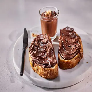 Bread with chocolate nut spread