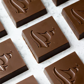 Pieces of planned based chocolate
