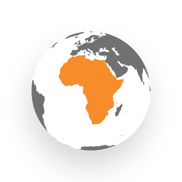 World map highlighting Africa in orange