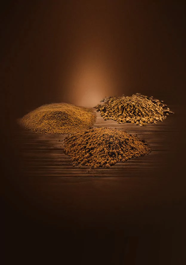 Three coffee piles