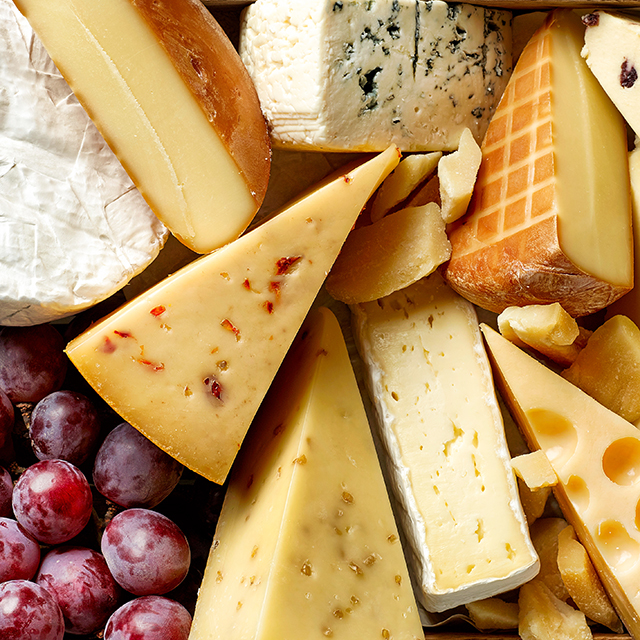 Above shot of various types of cheese