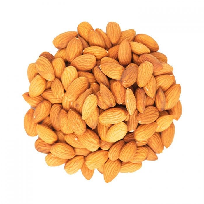 Close up shot of raw almonds