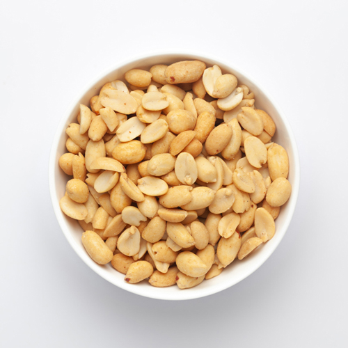 Close up shot of slightly salted peanuts