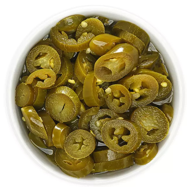 Close up shot of brined chilies