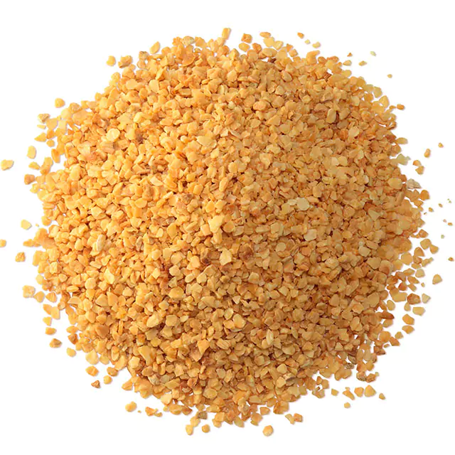Close up shot dried chopped garlic
