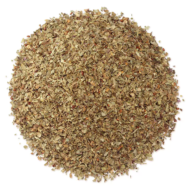 Close up shot of dried basil leaves