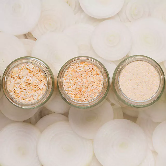 Above shot of three different types of onion spices